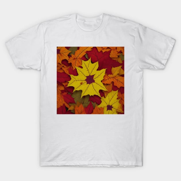 A kaleidoscope of vibrant autumn leaves T-Shirt by likbatonboot